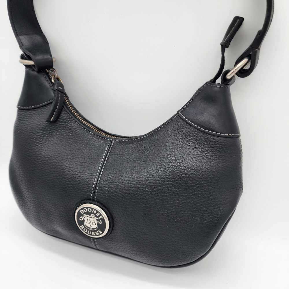 Dooney & Bourke Y2K Small Black Pebbled Leather Hobo Bag - Picture 3 of 16
